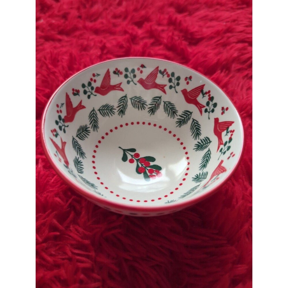 Now Designs Winterberry Stamped Bowl 4" Holiday Ceramic Small Dish